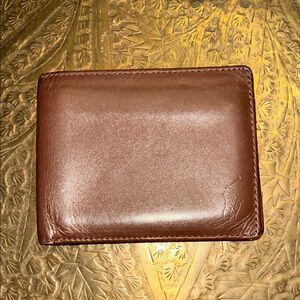Polo Ralph Lauren Classic Brown Leather Passcase Wallet Bi-fold with Logo